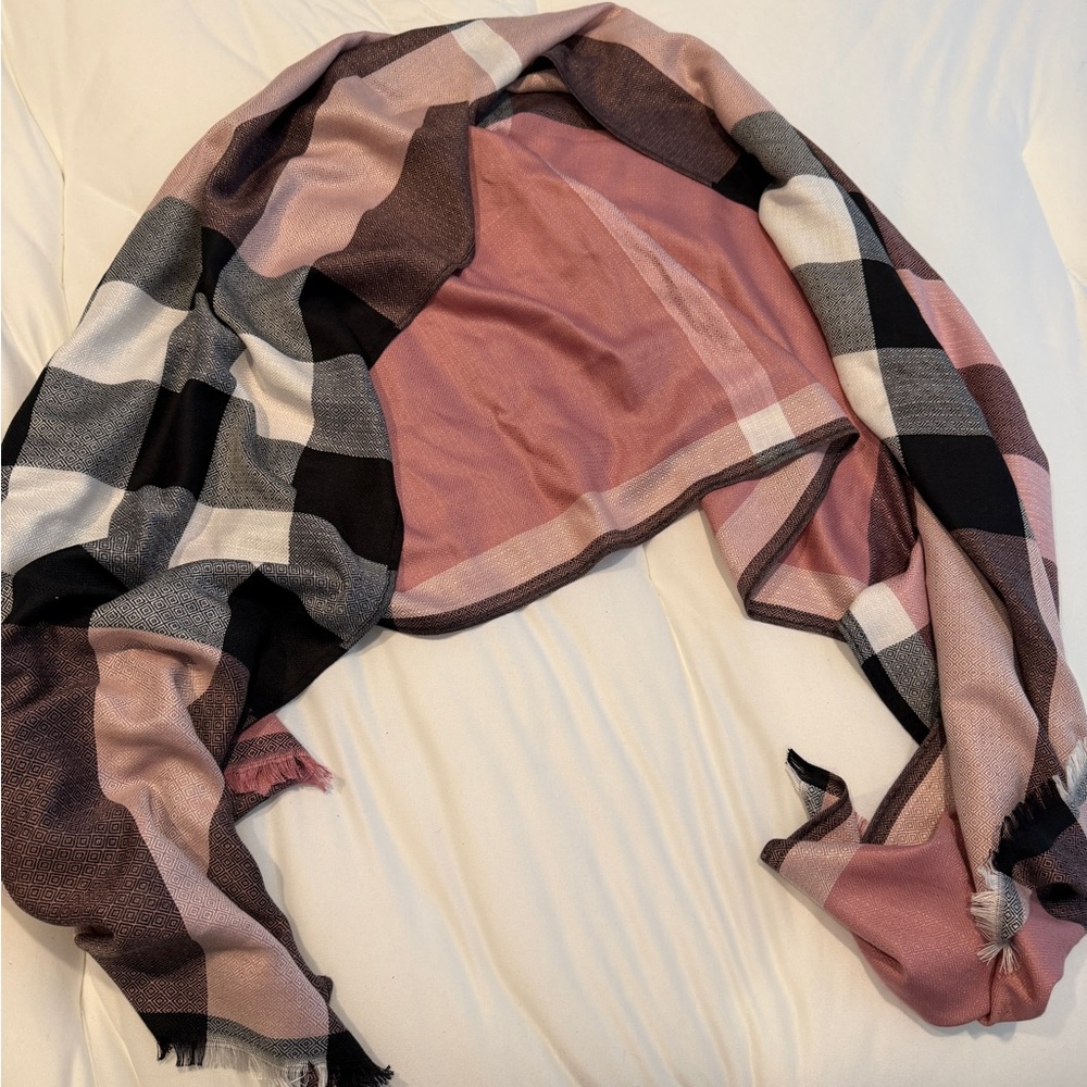 Burberry Pink Plaid Lightweight Check Scarf